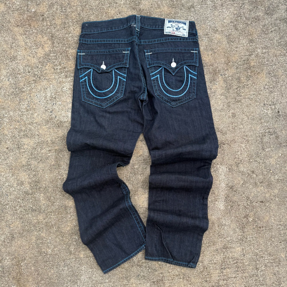 True Religion Dark Blue Jeans with Blue Stitching